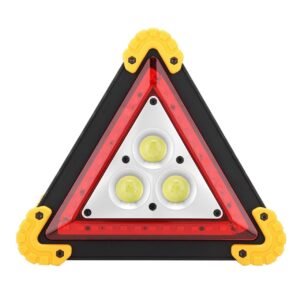 Triangle lumineux LED urgence Tynazza 30W avec panneau d'arrêt intégré - signalisation routière LED rouge