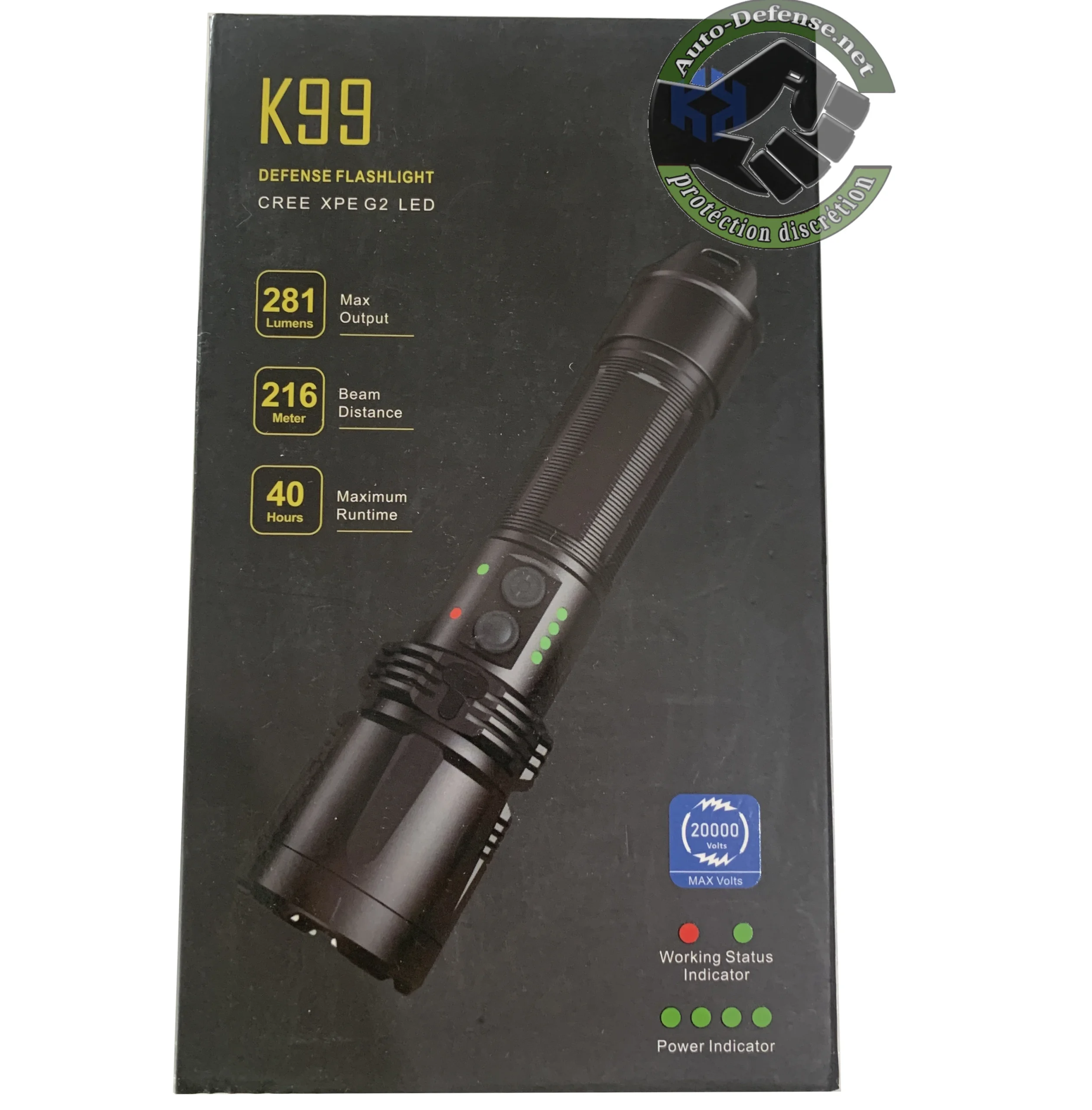 Lampe multifonction noire avec fonction électrique de contact