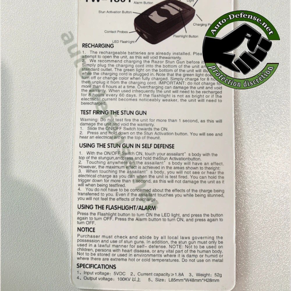 notice d'utilisation de la clé de voiture tase et led