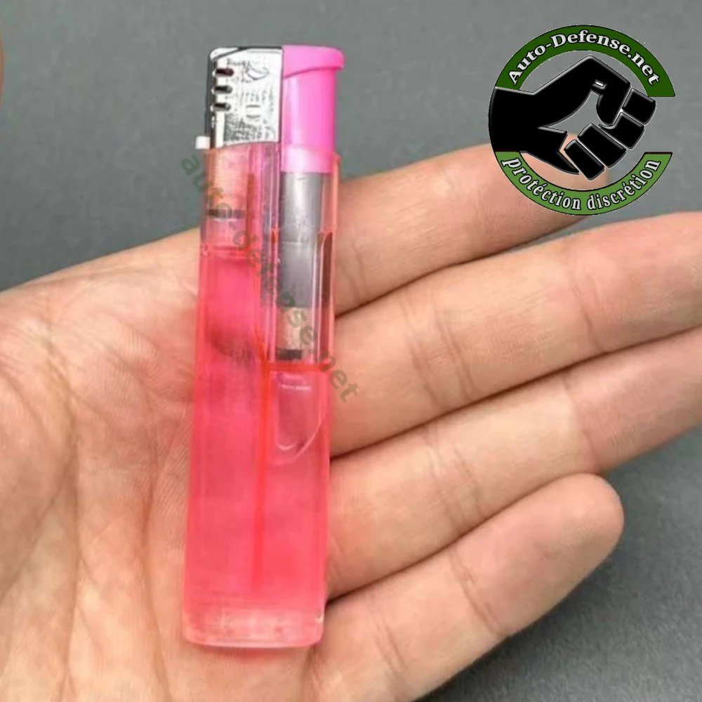 Briquet contenant du gaz au poivre pour auto-défense, discret et efficace tien dans la main