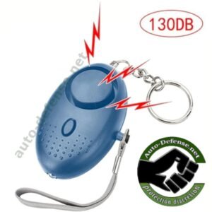 Porte-clés anti-agression avec alarme sonore 120 dB et lumière LED couleur bleu