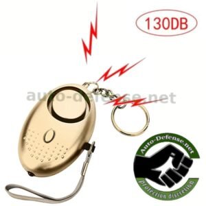 Porte-clés de sécurité avec alarme puissante de 130 db et éclairage LED intégré, couleur or